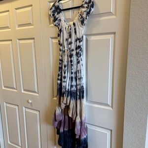 Surf Gypsy Multicolor Tie-Dye High Low Dress